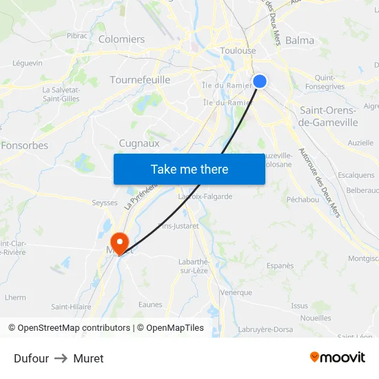 Dufour to Muret map