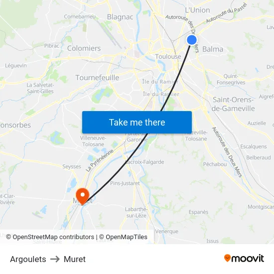 Argoulets to Muret map