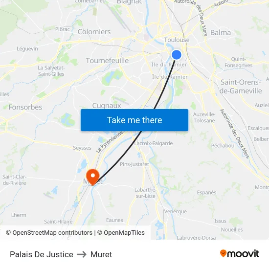 Palais De Justice to Muret map