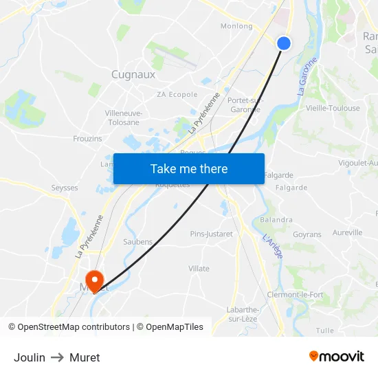 Joulin to Muret map