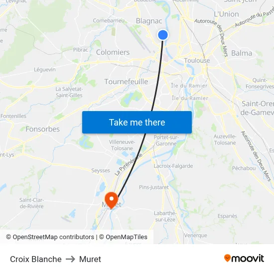 Croix Blanche to Muret map