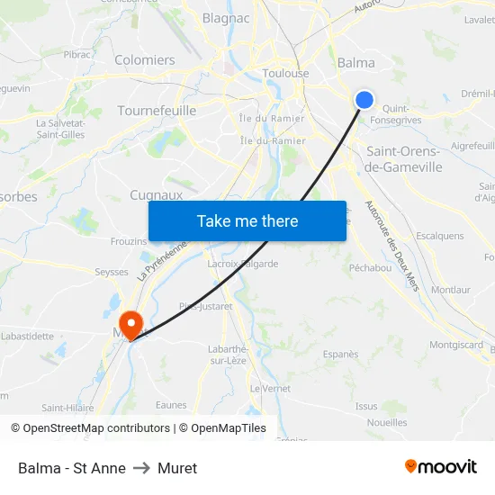 Balma - St Anne to Muret map