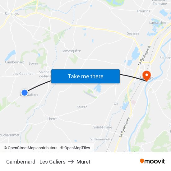 Cambernard - Les Galiers to Muret map
