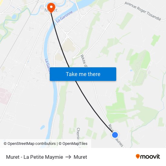 Muret - La Petite Maymie to Muret map