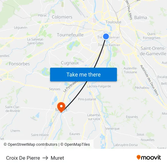 Croix De Pierre to Muret map