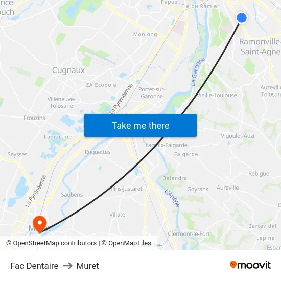 Fac Dentaire to Muret map