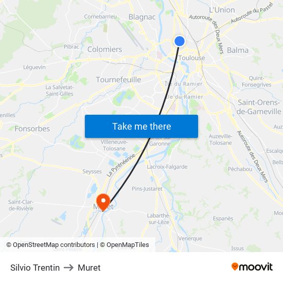 Silvio Trentin to Muret map