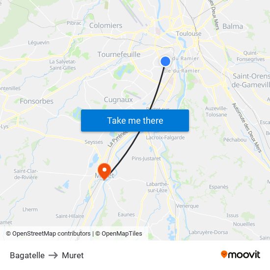 Bagatelle to Muret map