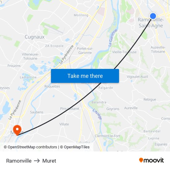 Ramonville to Muret map