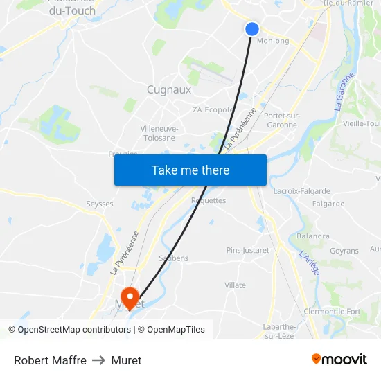 Robert Maffre to Muret map