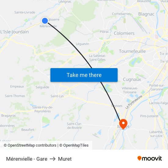Mérenvielle - Gare to Muret map