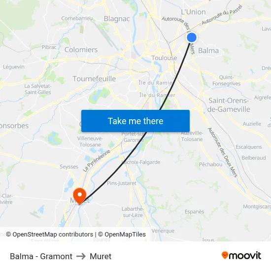 Balma - Gramont to Muret map