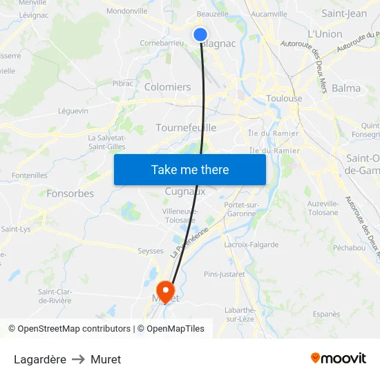Lagardère to Muret map