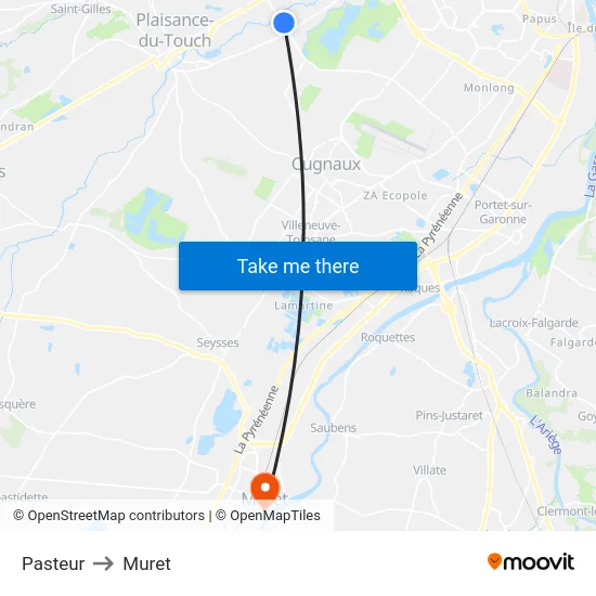 Pasteur to Muret map
