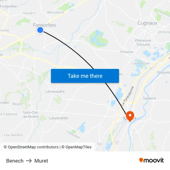 Benech to Muret map