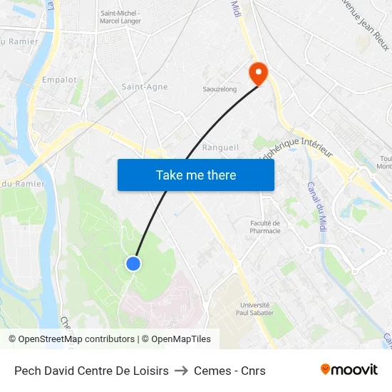 Pech David Centre De Loisirs to Cemes - Cnrs map