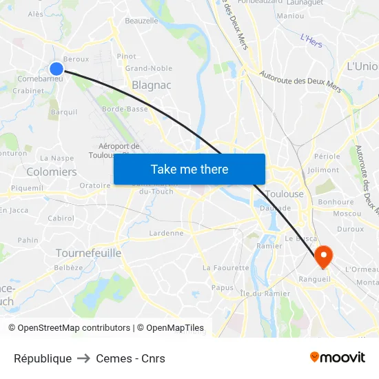 République to Cemes - Cnrs map