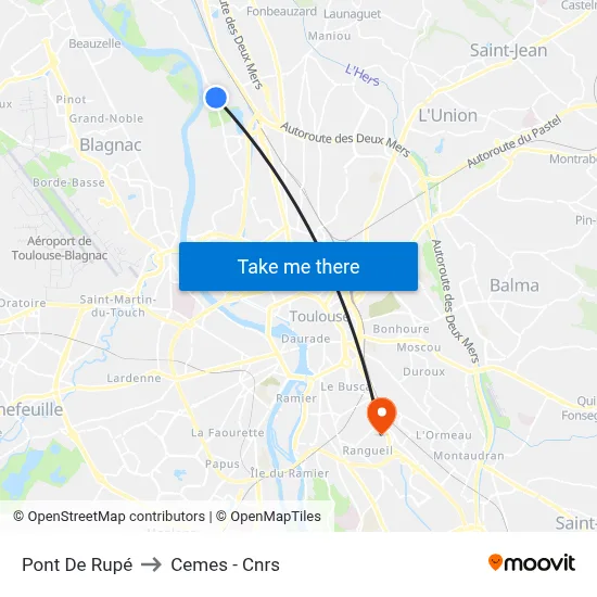 Pont De Rupé to Cemes - Cnrs map