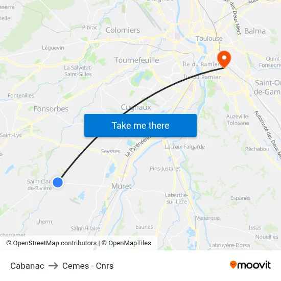 Cabanac to Cemes - Cnrs map
