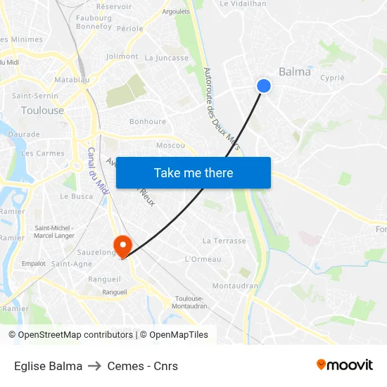 Eglise Balma to Cemes - Cnrs map