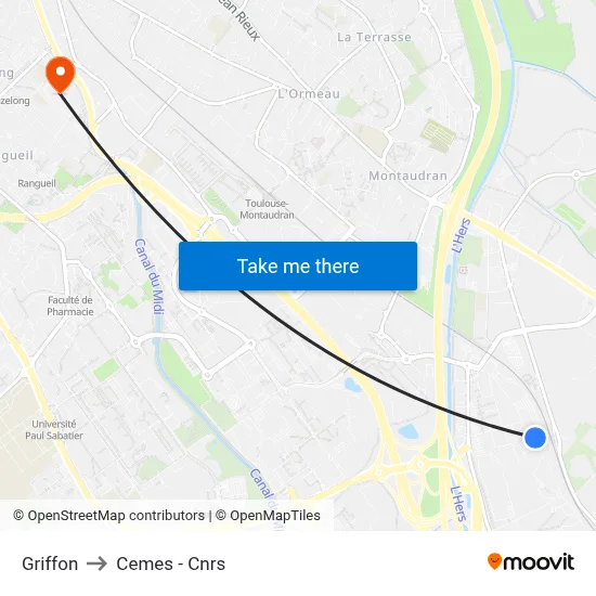 Griffon to Cemes - Cnrs map