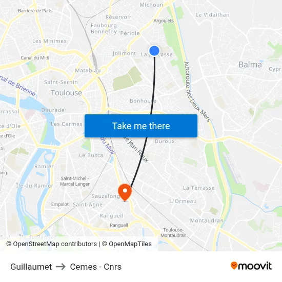 Guillaumet to Cemes - Cnrs map