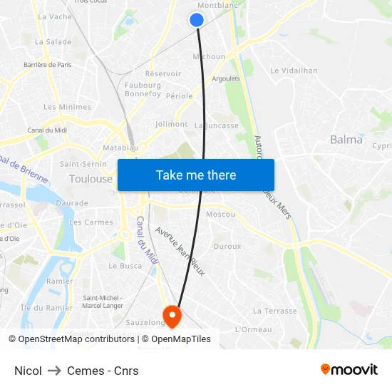 Nicol to Cemes - Cnrs map