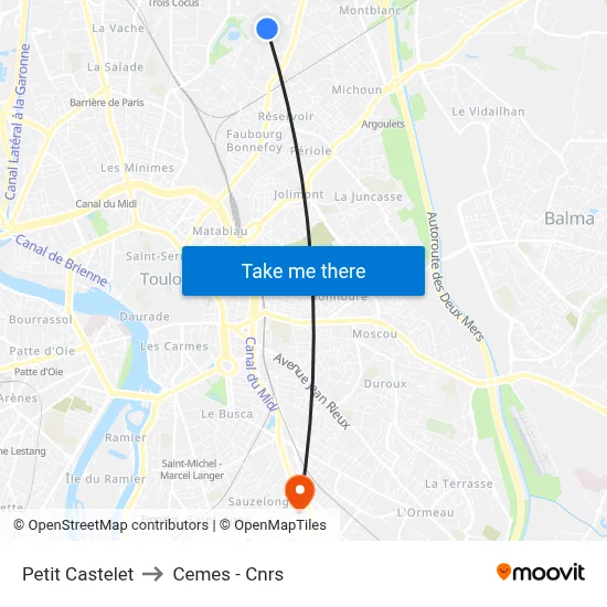 Petit Castelet to Cemes - Cnrs map