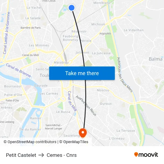 Petit Castelet to Cemes - Cnrs map