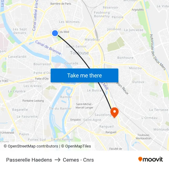 Passerelle Haedens to Cemes - Cnrs map