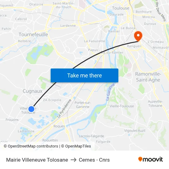 Mairie Villeneuve Tolosane to Cemes - Cnrs map