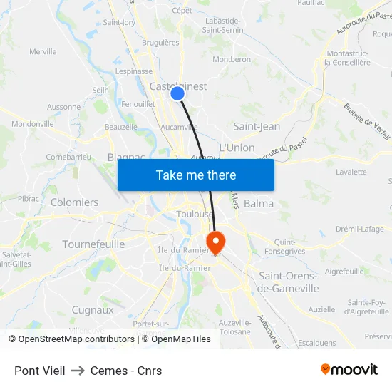 Pont Vieil to Cemes - Cnrs map