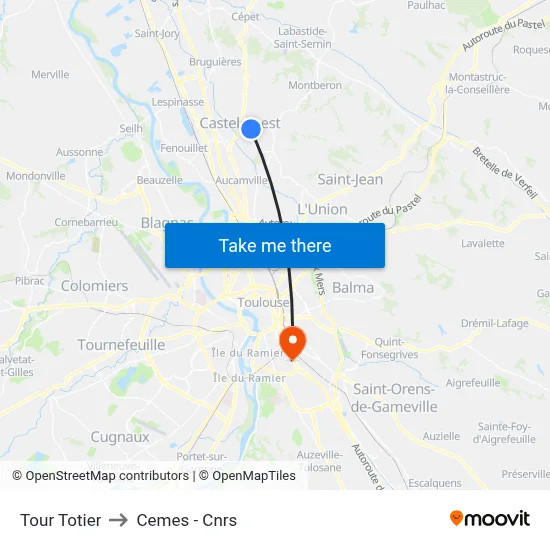 Tour Totier to Cemes - Cnrs map