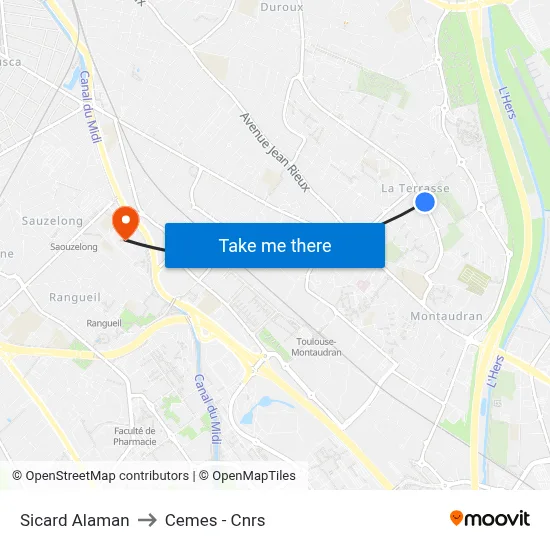 Sicard Alaman to Cemes - Cnrs map