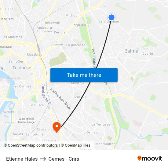 Etienne Hales to Cemes - Cnrs map