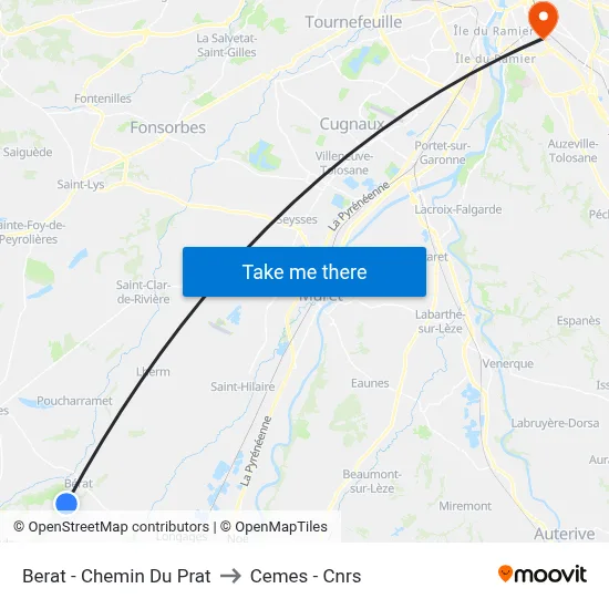Berat - Chemin Du Prat to Cemes - Cnrs map