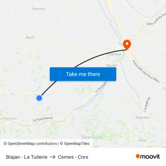 Blajan - La Tuilerie to Cemes - Cnrs map