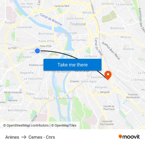 Arènes to Cemes - Cnrs map
