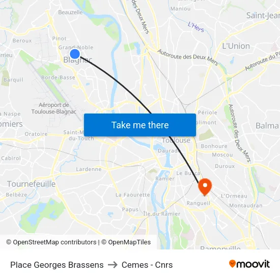 Place Georges Brassens to Cemes - Cnrs map