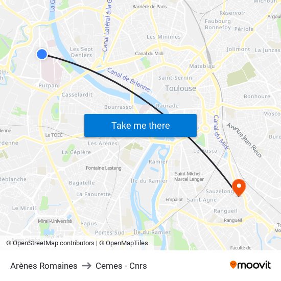 Arènes Romaines to Cemes - Cnrs map