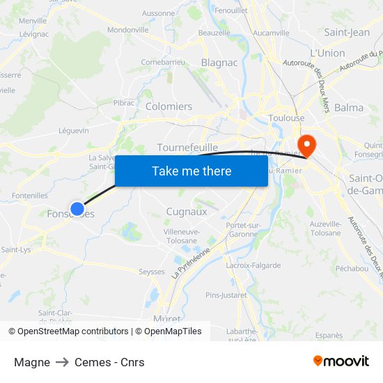 Magne to Cemes - Cnrs map