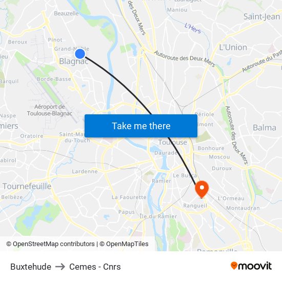 Buxtehude to Cemes - Cnrs map