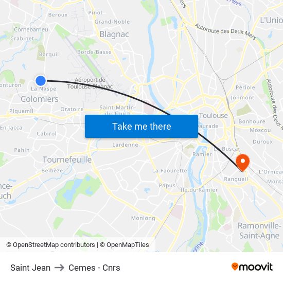 Saint Jean to Cemes - Cnrs map