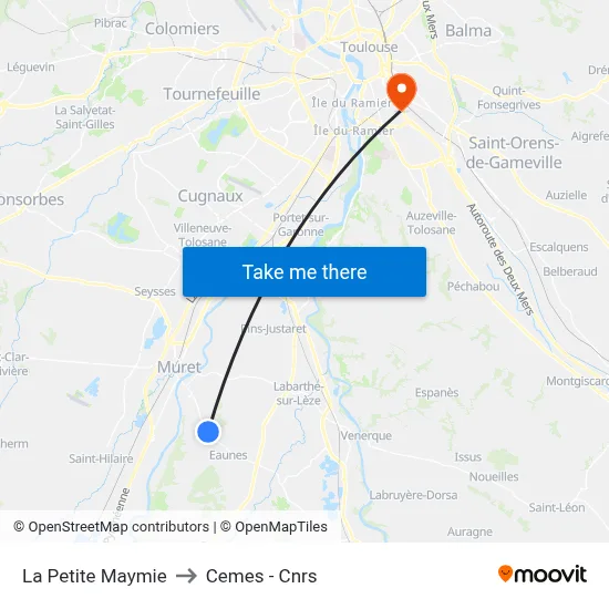 La Petite Maymie to Cemes - Cnrs map