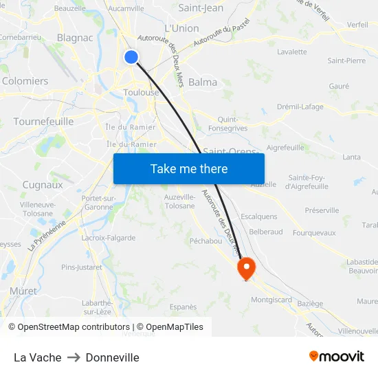 La Vache to Donneville map