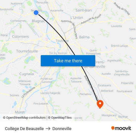 Collège De Beauzelle to Donneville map