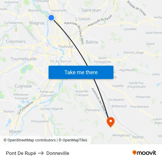 Pont De Rupé to Donneville map