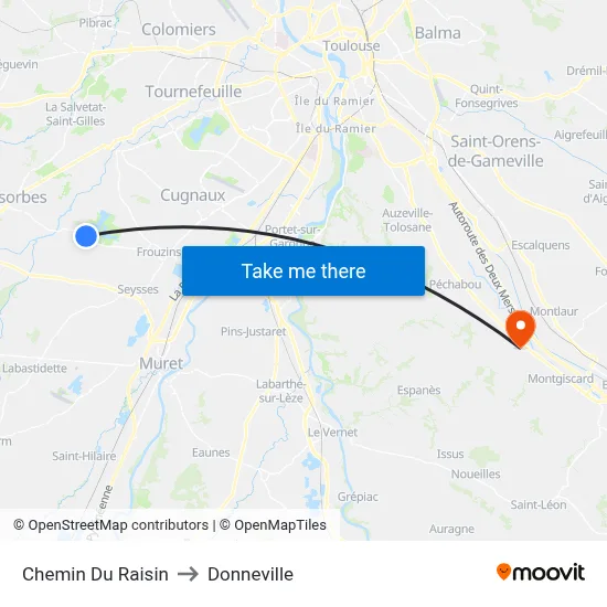 Chemin Du Raisin to Donneville map