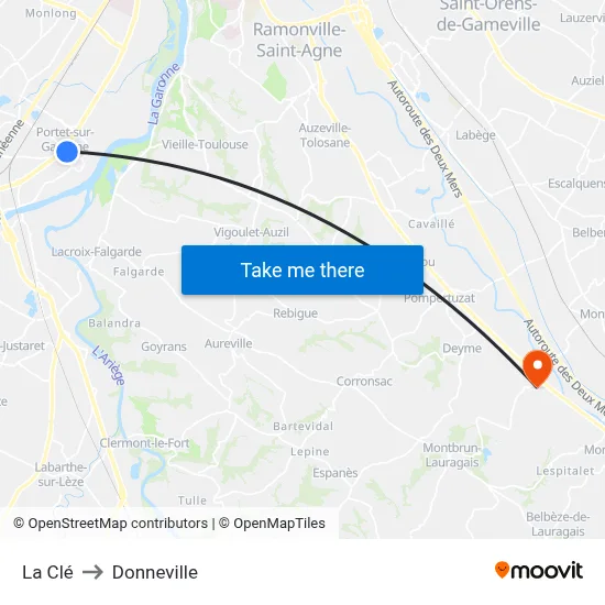 La Clé to Donneville map
