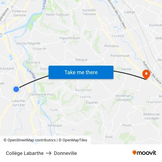 Collège Labarthe to Donneville map